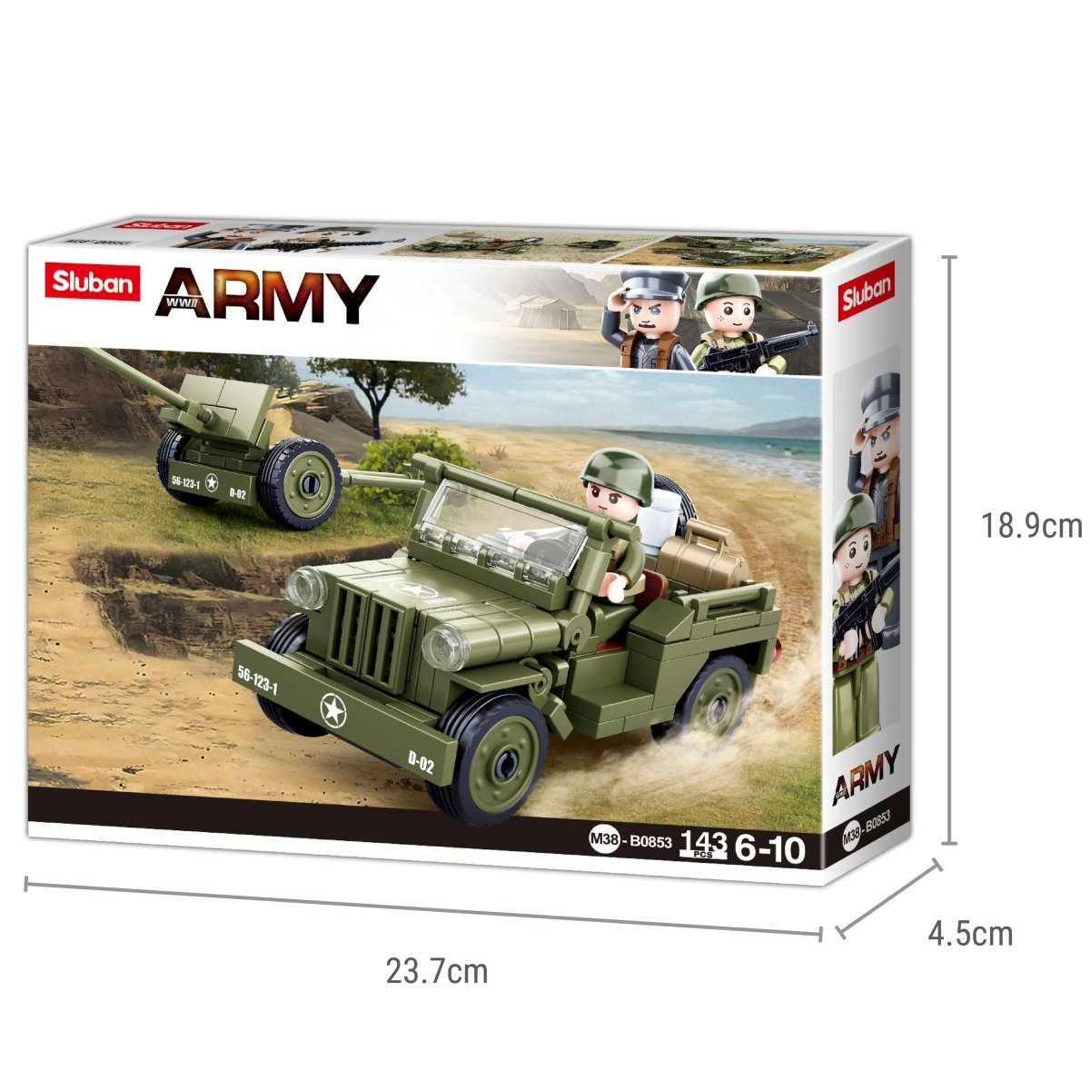 SLUBAN®Building Blocks Kit for Boys and Girls - WWII-WILLYS Jeep - M38-B0853