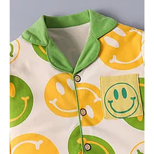 Smilie print soft Cotton Kids Nightsuit - 3 - 4 Years Nightsuits
