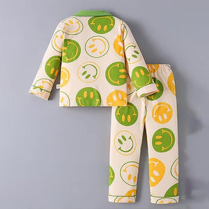 Smilie print soft Cotton Kids Nightsuit - 3 - 4 Years Nightsuits