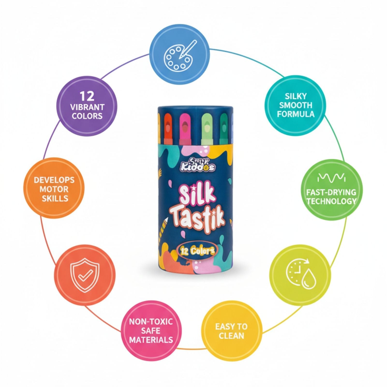 Smily Kiddos 12 Colors Silky Crayon Set - Crayons