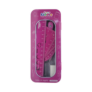 Smily Kiddos 15cm Metal Colored Ruler Set – Tin Box - Pink Kids Stationery