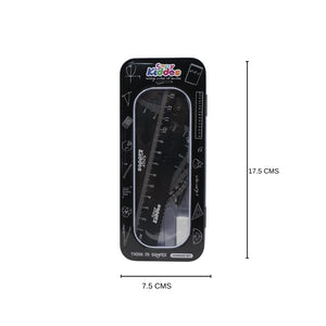 Smily Kiddos 15cm Metal Colored Ruler Set – Tin Box - Black Kids Stationery