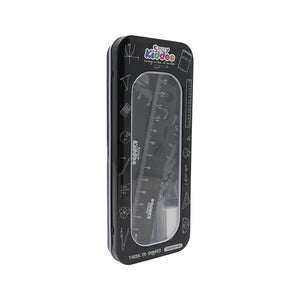 Smily Kiddos 15cm Metal Colored Ruler Set – Tin Box - Black Kids Stationery