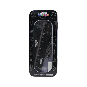 Smily Kiddos 15cm Metal Colored Ruler Set – Tin Box - Black Kids Stationery