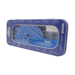 Smily Kiddos 15cm Metal Colored Ruler Set – Tin Box - Blue Kids Stationery