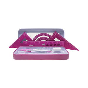 Smily Kiddos 15cm Metal Colored Ruler Set – Tin Box - Pink Kids Stationery