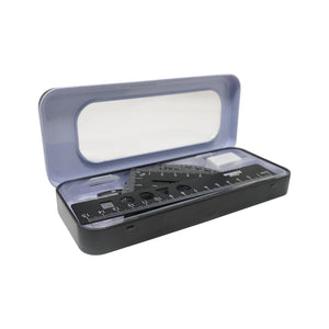 Smily Kiddos 15cm Metal Colored Ruler Set – Tin Box - Black Kids Stationery