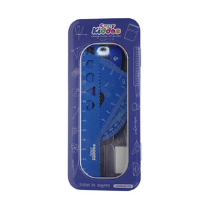 Smily Kiddos 15cm Metal Colored Ruler Set – Tin Box - Blue Kids Stationery