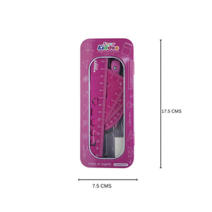 Smily Kiddos 15cm Metal Colored Ruler Set – Tin Box - Pink Kids Stationery
