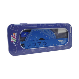 Smily Kiddos 15cm Metal Colored Ruler Set – Tin Box - Blue Kids Stationery