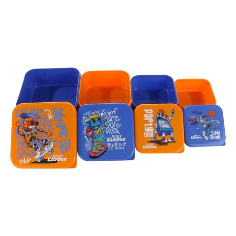 Smily Kiddos 4 in 1 container - Robot Theme Container Set Lunch Box - SK16001508