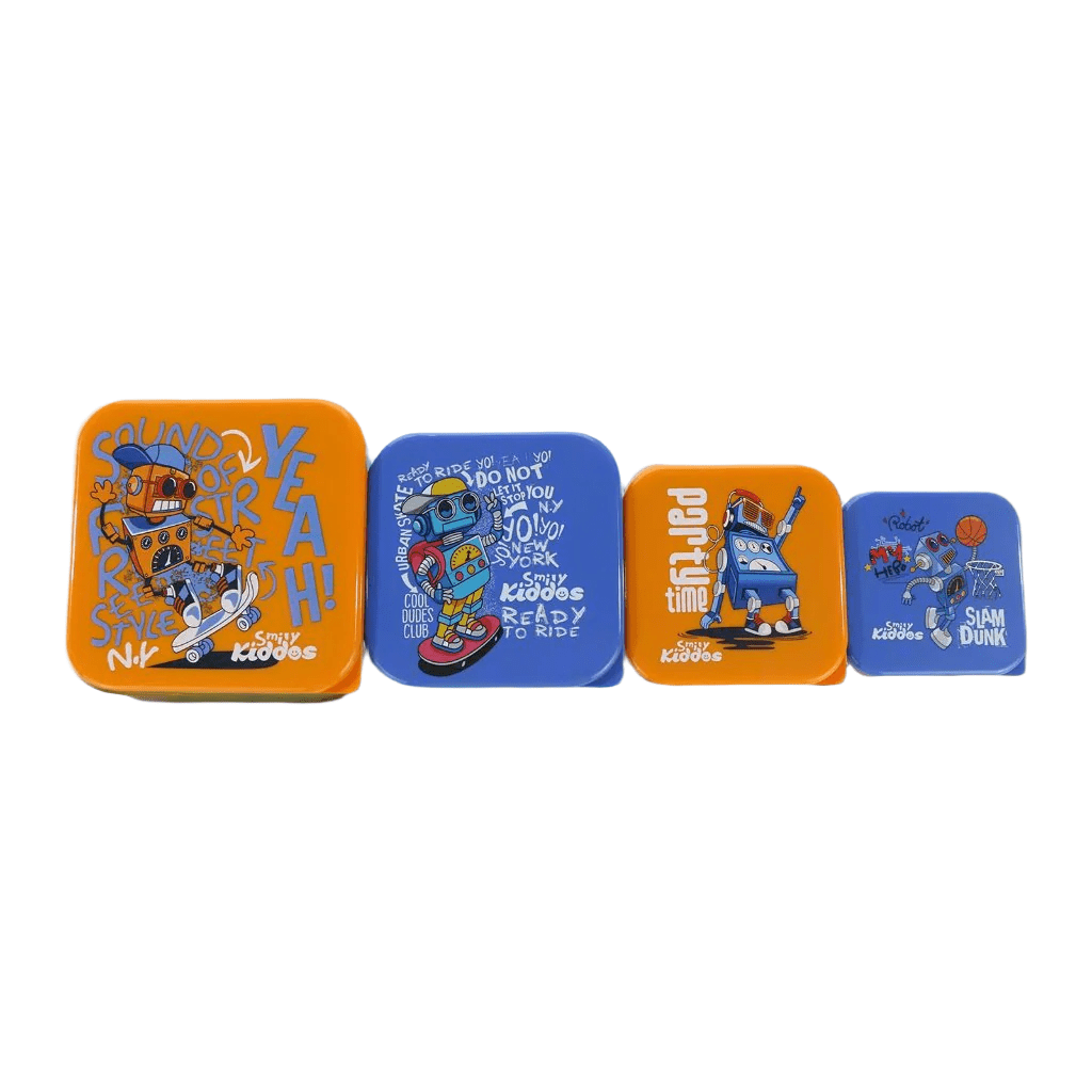 Smily Kiddos 4 in 1 container - Robot Theme Container Set Lunch Box - SK16001508