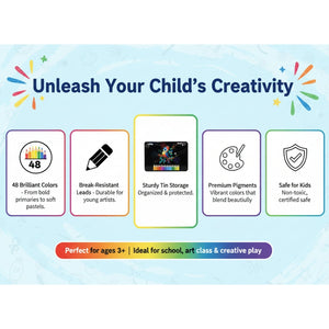 Smily Kiddos 48 Color Pencils Set in Tin Box - Color Pencils