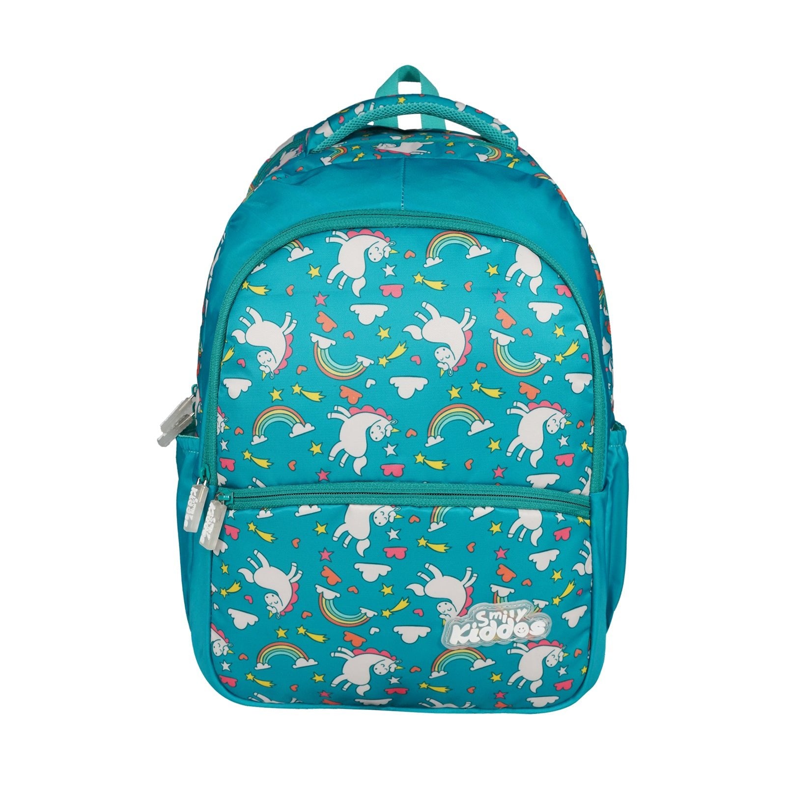 Smily Kiddos Bouncy Backpack – Sea Green | Cute Unicorn & Rainbow Print | Kids School Bag - MK11002313