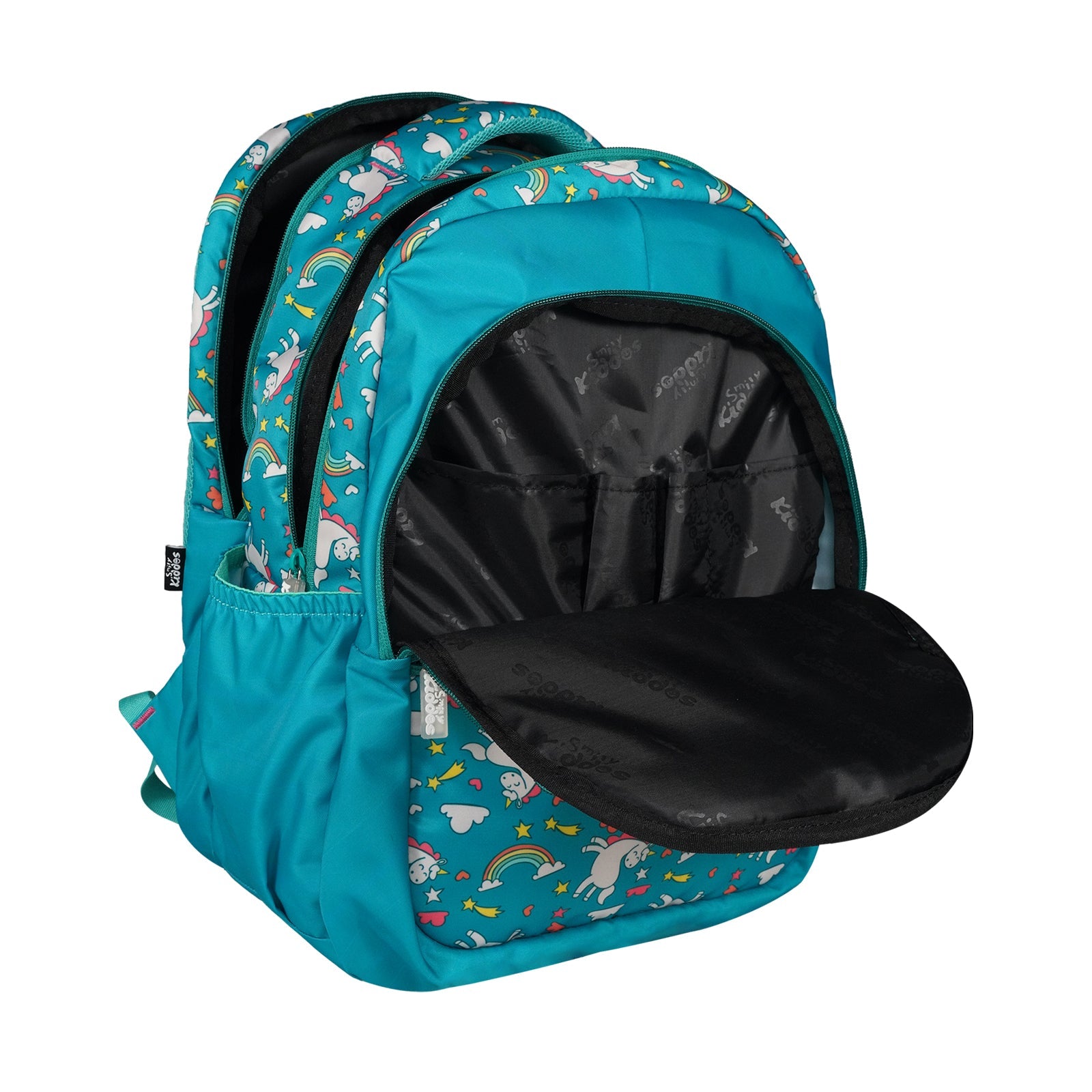 Smily Kiddos Bouncy Backpack – Sea Green | Cute Unicorn & Rainbow Print | Kids School Bag - MK11002313