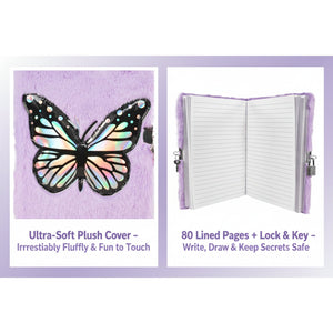 Smily Kiddos Butterfly Plush Lockable Notebook - Purple Art & Craft