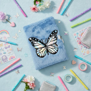 Smily Kiddos Butterfly Plush Lockable Notebook - Blue Art & Craft