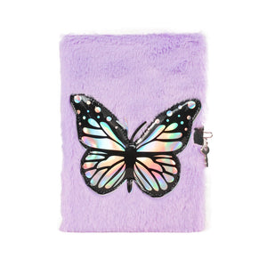 Smily Kiddos Butterfly Plush Lockable Notebook - Purple Art & Craft