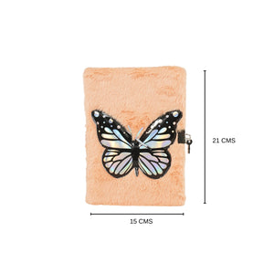 Smily Kiddos Butterfly Plush Lockable Notebook - Orange Art & Craft