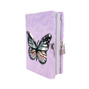 Smily Kiddos Butterfly Plush Lockable Notebook - Purple Art & Craft