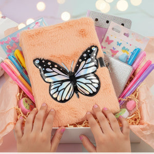 Smily Kiddos Butterfly Plush Lockable Notebook - Orange Art & Craft