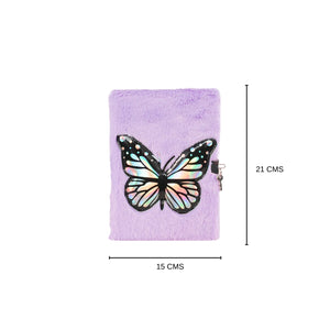 Smily Kiddos Butterfly Plush Lockable Notebook - Purple Art & Craft