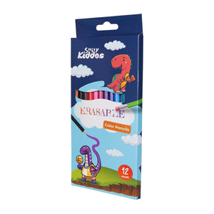 Smily Kiddos Erasable Plastic Color Pencils – Pack of 12 - Color Pencils