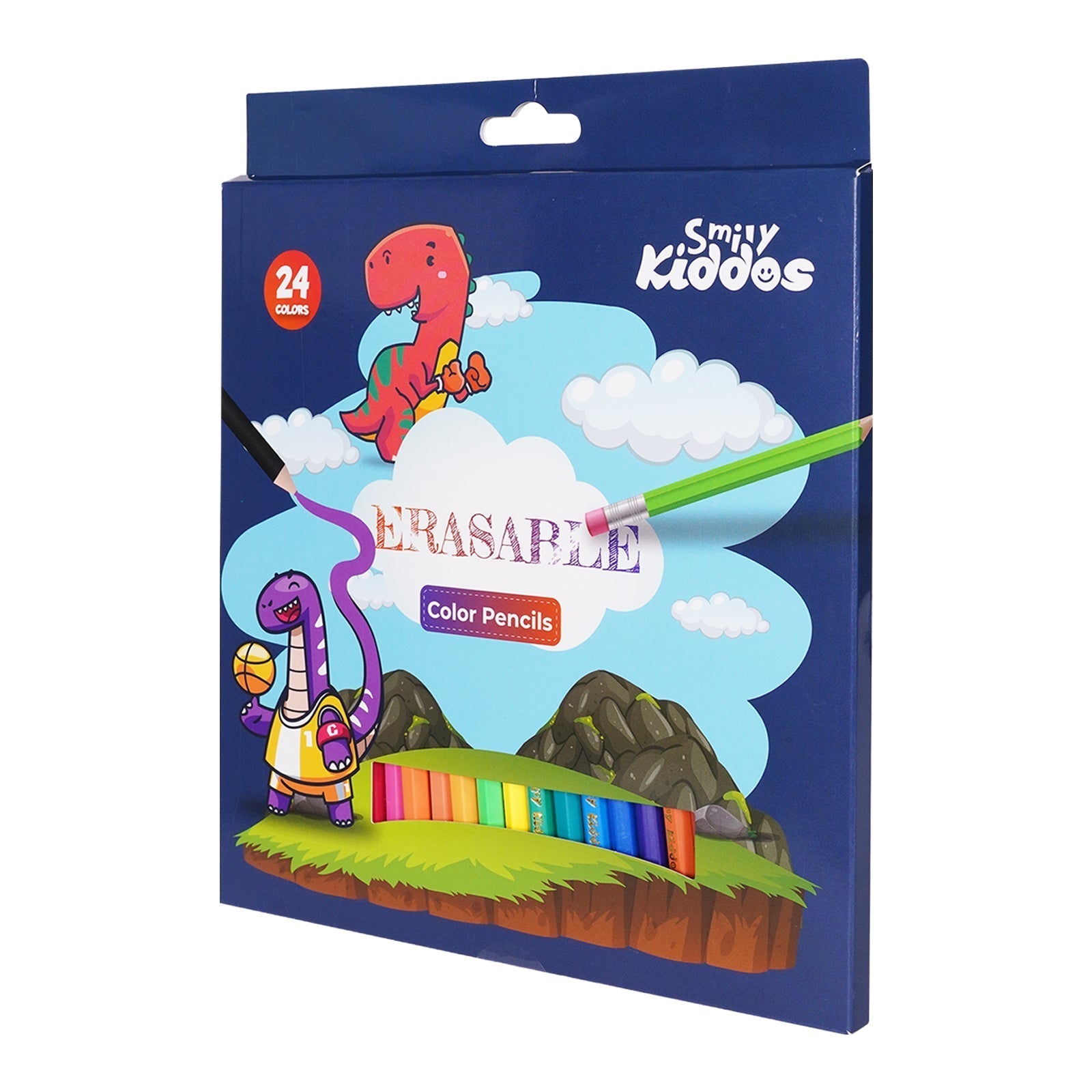 Smily Kiddos Erasable Plastic Color Pencils – Pack of 24 - Color Pencils