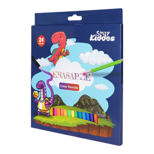 Smily Kiddos Erasable Plastic Color Pencils – Pack of 24 - Color Pencils