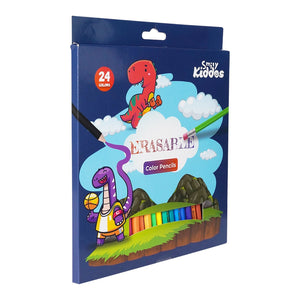 Smily Kiddos Erasable Plastic Color Pencils – Pack of 24 - Color Pencils