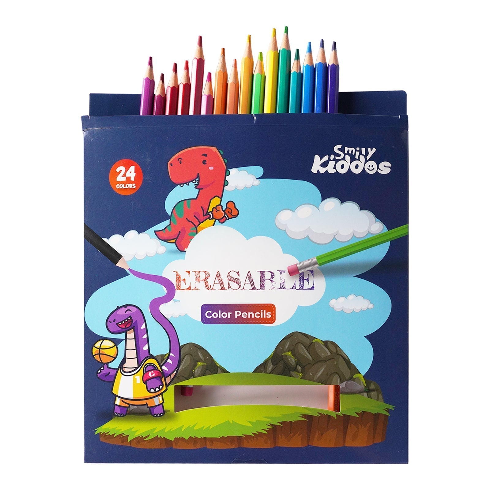 Smily Kiddos Erasable Plastic Color Pencils – Pack of 24 - Color Pencils