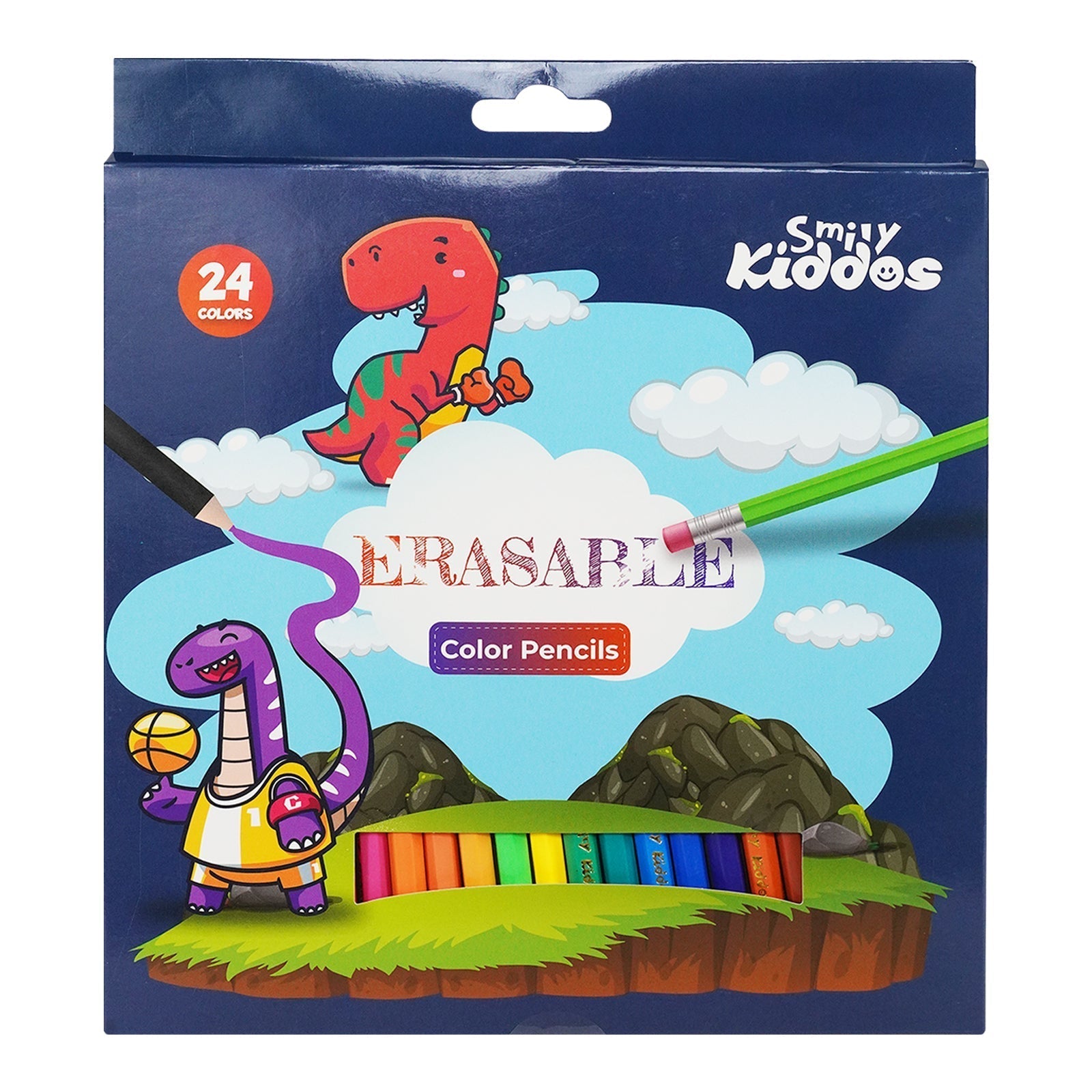 Smily Kiddos Erasable Plastic Color Pencils – Pack of 24 - Color Pencils
