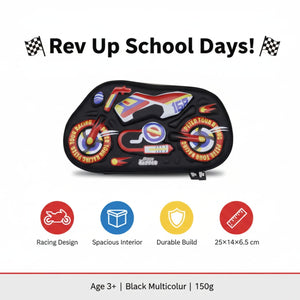 Smily Kiddos EVA Pencil Box – Motorcycle Theme, Black - Pencil Case