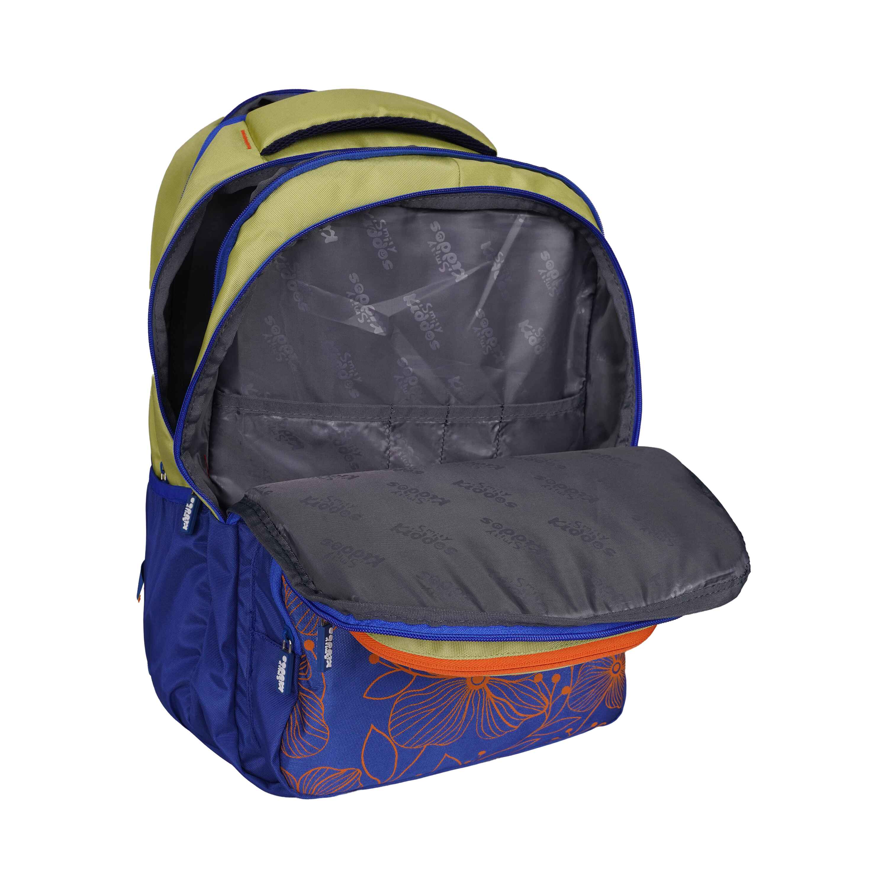 Smily Kiddos Giggle Laptop Backpack – Blue & Green with Rain Cover - MK11002295