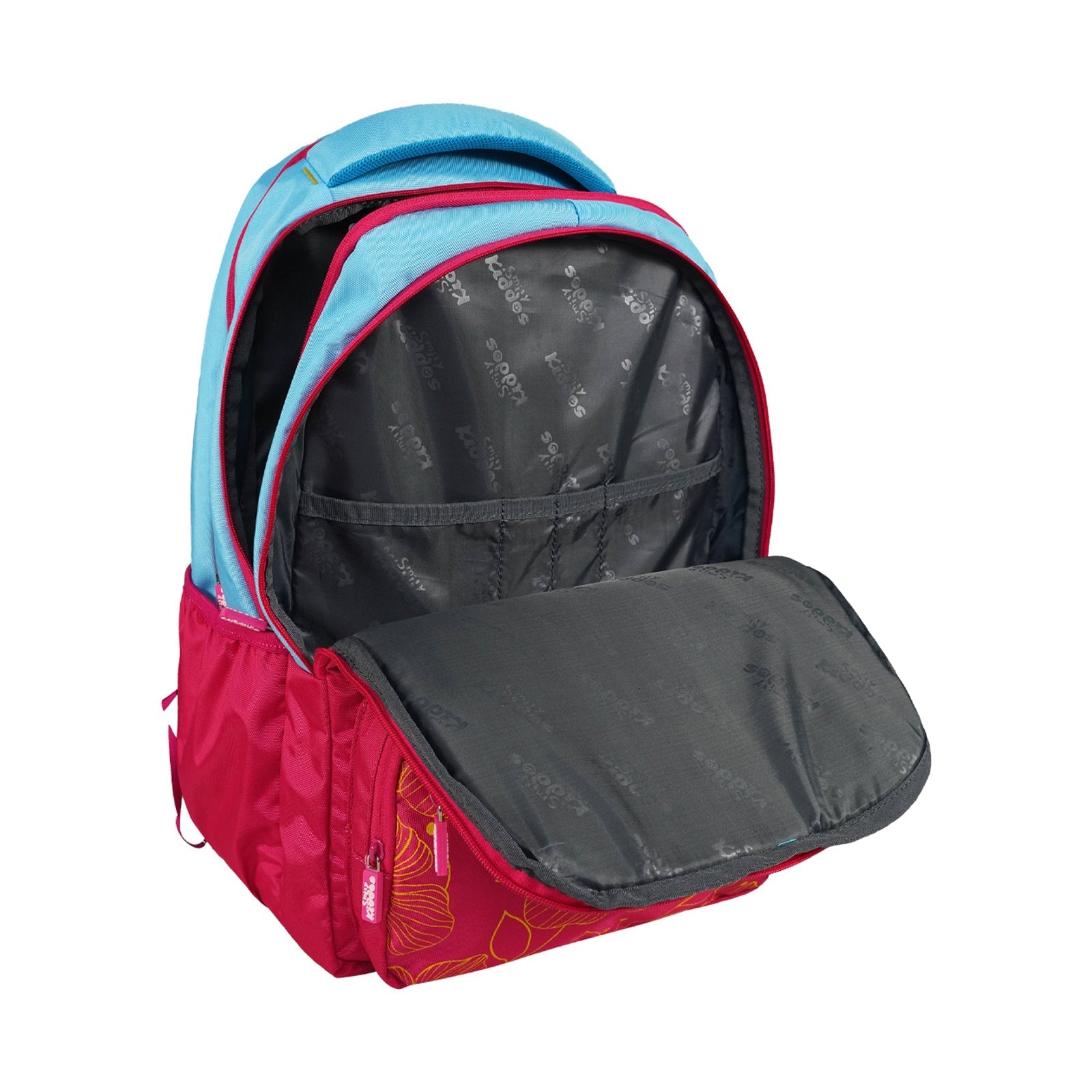 Smily Kiddos Giggle Laptop Backpack – Pink & Light Blue with Rain Cover - MK11002294