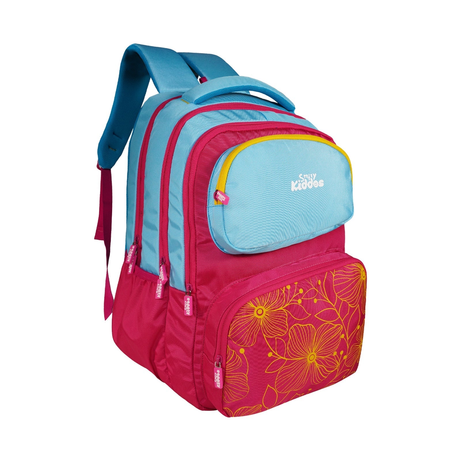 Smily Kiddos Giggle Laptop Backpack – Pink & Light Blue with Rain Cover - MK11002294