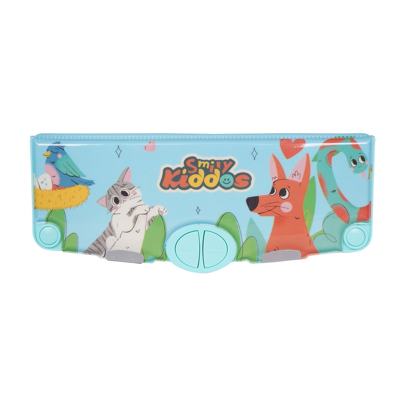 Smily Kiddos Pop Out Pencil Box – Animal Friends Theme (Teal) - Pencil Case