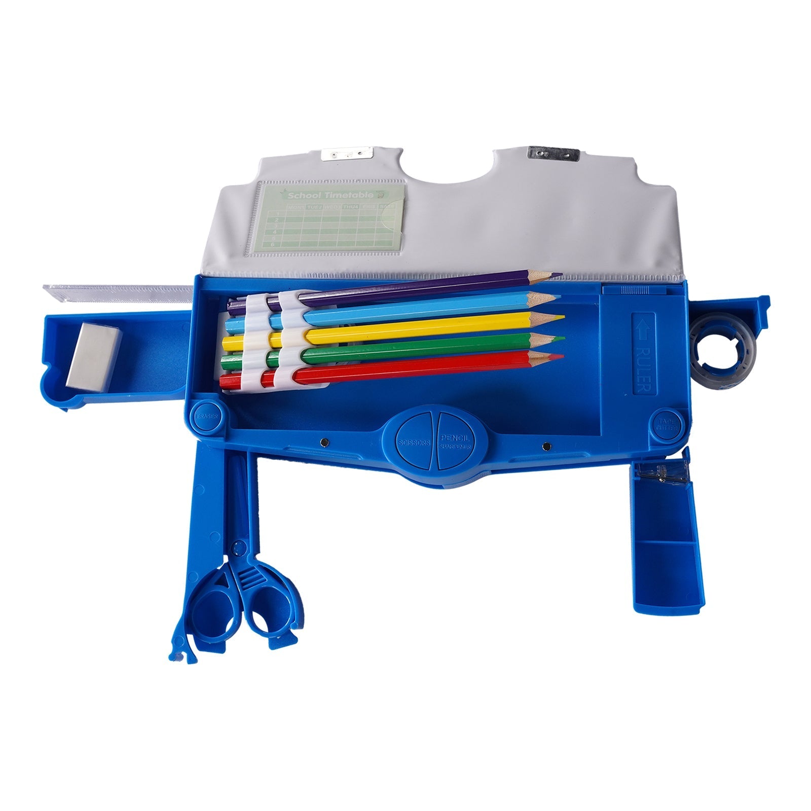 Smily Kiddos Pop Out Pencil Box – Robot City Theme (Blue) - Pencil Case