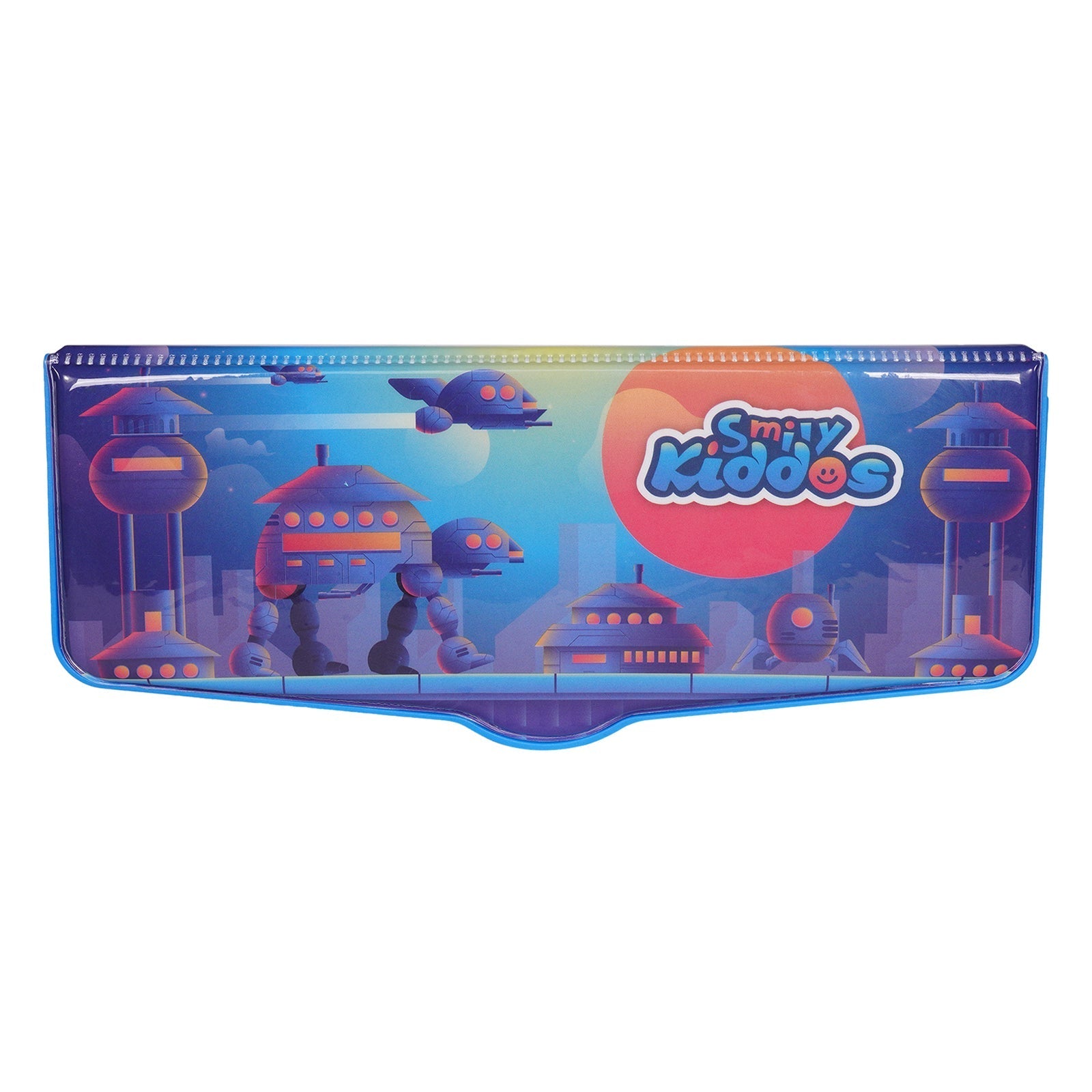 Smily Kiddos Pop Out Pencil Box – Robot City Theme (Blue) - Pencil Case