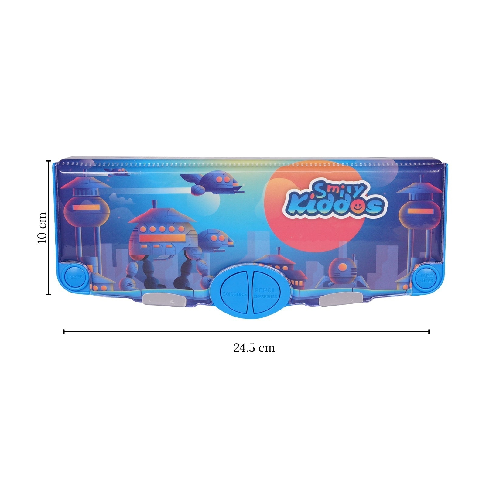 Smily Kiddos Pop Out Pencil Box – Robot City Theme (Blue) - Pencil Case