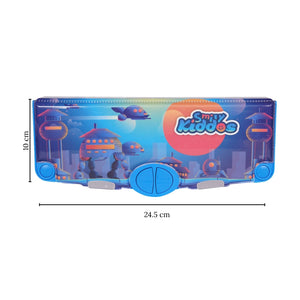 Smily Kiddos Pop Out Pencil Box – Robot City Theme (Blue) - Pencil Case