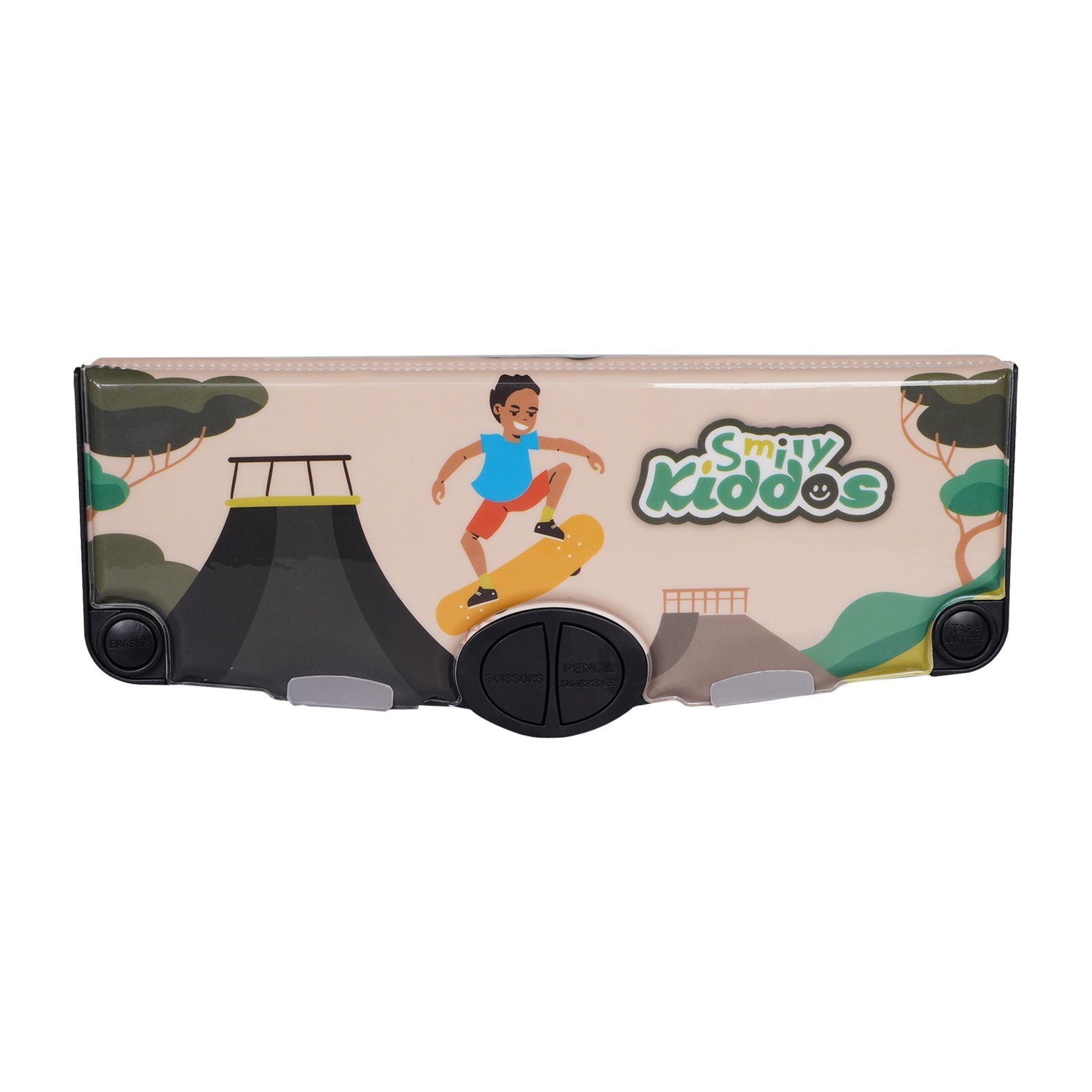 Smily Kiddos Pop Out Pencil Box – Skateboard Theme (Beige) - Pencil Case