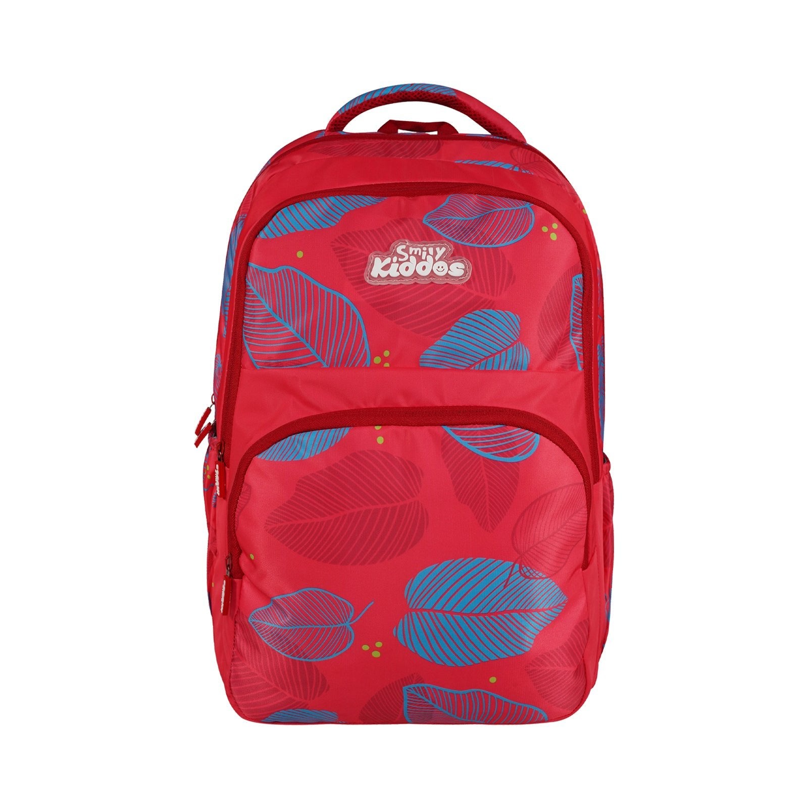 Smily Kiddos Rio Laptop Backpack for Kids – Red | Stylish Leaf Print | 19" - MKE11002286