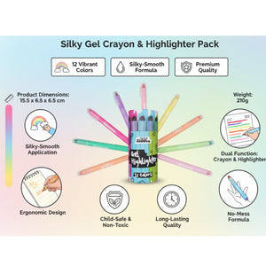 Smily Kiddos Silky Gel Crayon Pack – 12 Colors - Crayons