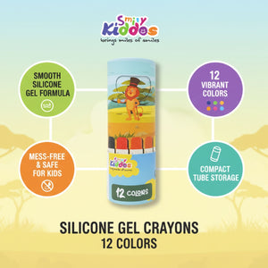 Smily Kiddos Silky Gel Crayons 12 Colors - Lion Theme Kids Stationery