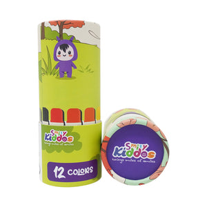 Smily Kiddos Silky Gel Crayons 12 Colors - Animal Adventure Theme Green Kids Stationery