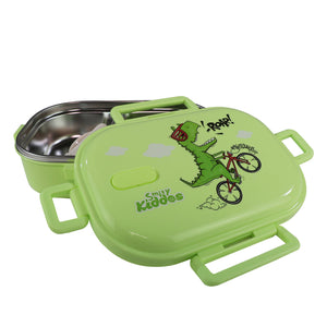 Smily kiddos Stainless Steel Roar Dino Theme Lunch Box - Green - medium - Lunch Box