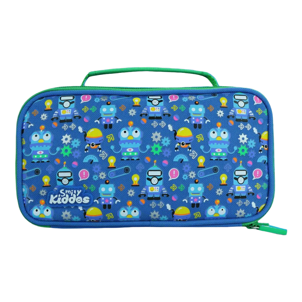 Smily Kiddos Multipurpose Pencil Case Crazy Robo Theme Blue