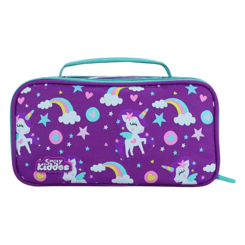 Smily Kiddos Multipurpose Pencil Case Rainbow Unicorn Theme Purple