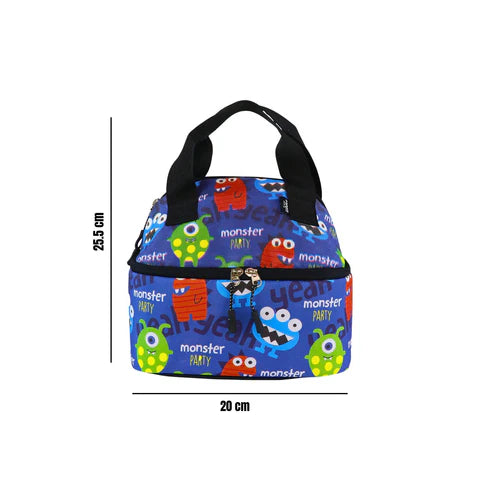 Smily Kiddos Double Decker Lunch Bag  Monster Theme - Blue